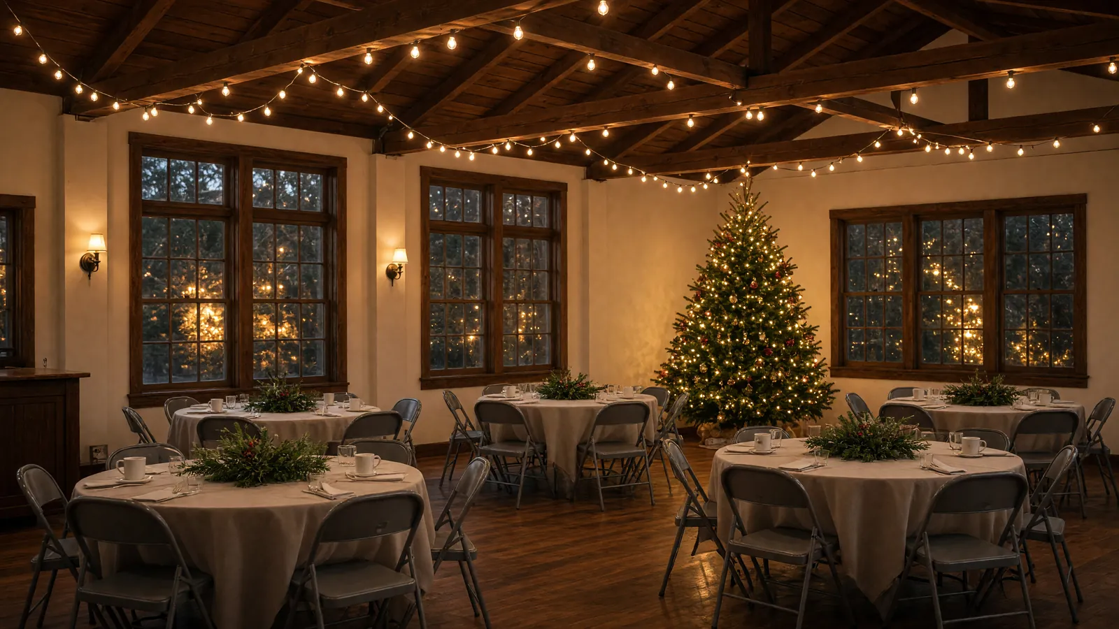 Empty clubhouse set for a children's Christmas party, featured for Santa in Weston, FL